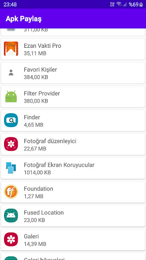 Android application Apk Paylaş screenshort