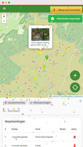 Android application FaunaMap - bird observation screenshort