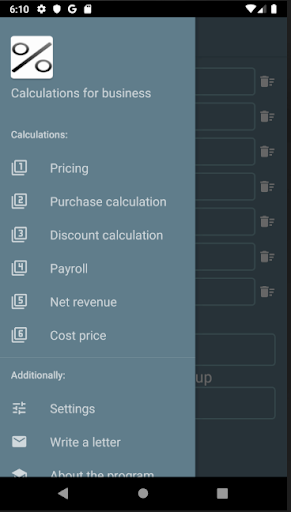 Android application Calculations for business screenshort
