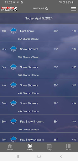 Screenshot of WABI TV5 Weather App