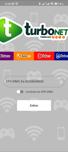 Android application TurboNet Cliente screenshort