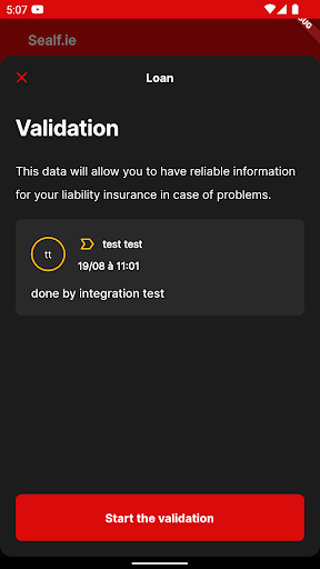 Android application Sealfie - test screenshort