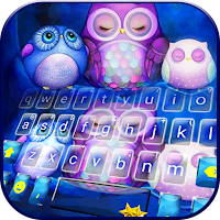 Starry Night Cute Owl Keyboard