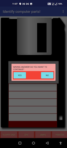 Computer parts Quiz Screen 2