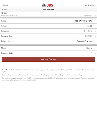 Screenshot of UBS Financial Services