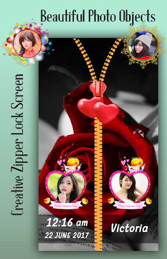 Red Rose Zipper Lock Screen