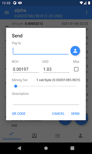 Electron Cash wallet for BCH Screen 2