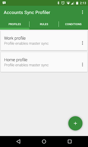 Android application Accounts Sync Profiler screenshort