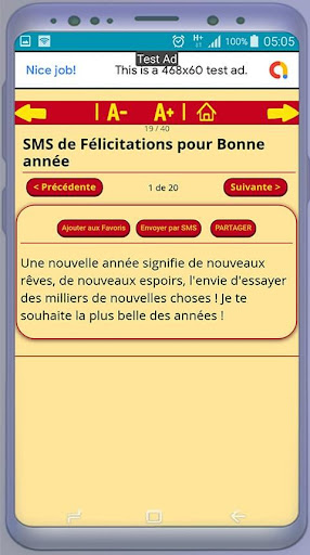 Messages de Félicitations pour Screen 3
