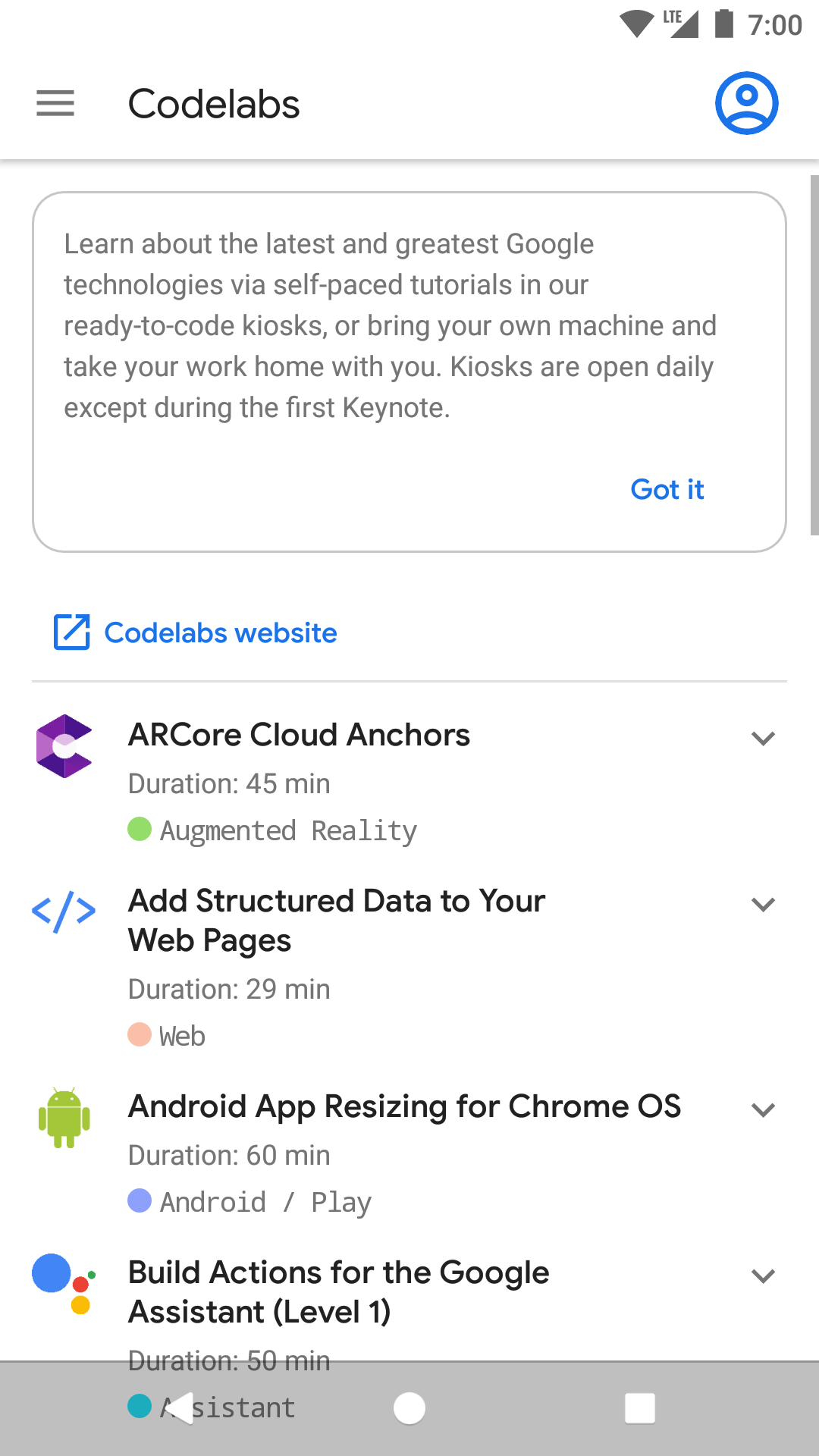 Android application Google I/O 2019 screenshort