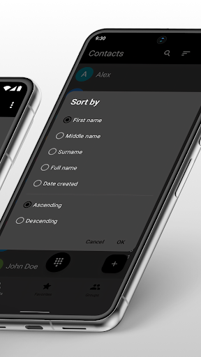 Screenshot of Contacts app for Android