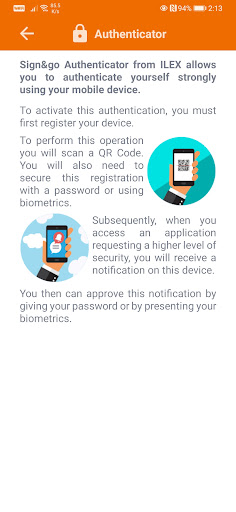 Android application Sign&go Authenticator screenshort