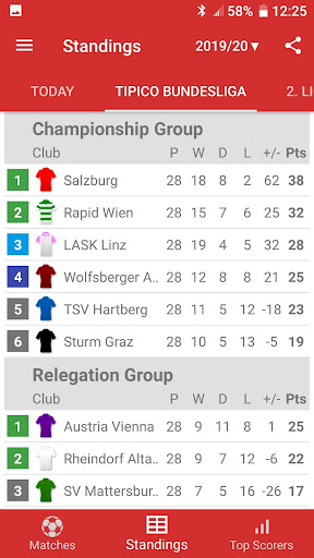 Live Score Austrian Bundesliga Screen 2