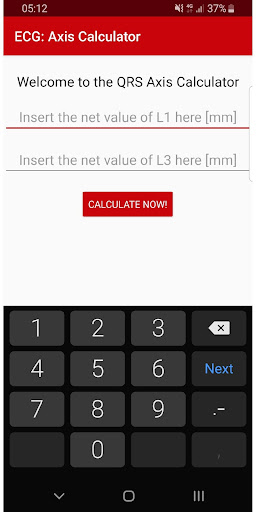 Android application ECG: Axis Calculator screenshort