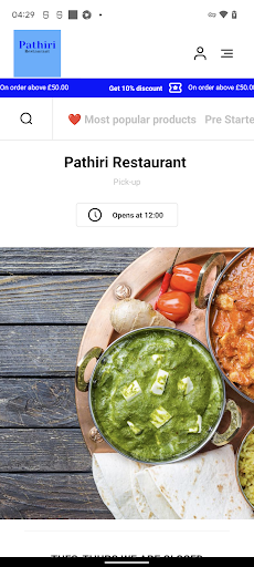 Android application Pathiri Restaurant screenshort