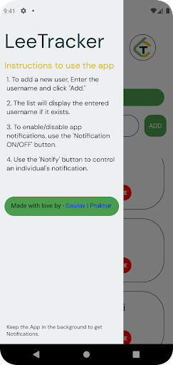 Android application LeeTracker screenshort