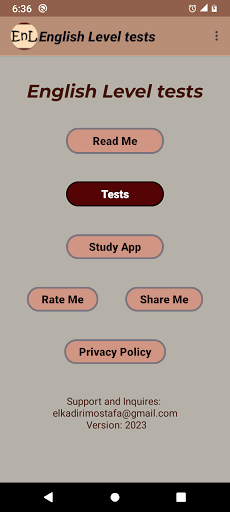 Android application English Level Test screenshort