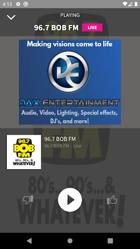 96.7 Bob Radio Screen 2