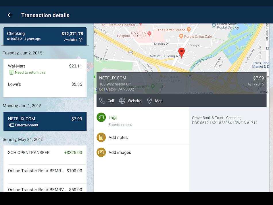 Grove Bank & Trust Mobile app screen