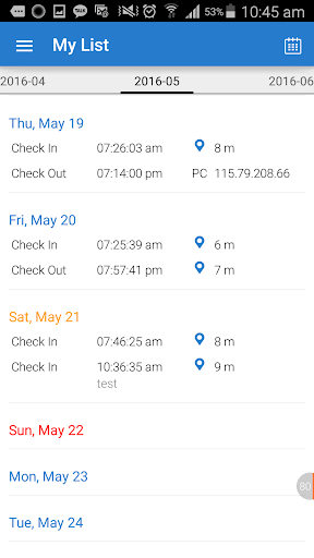 CrewTimeCard-Mobile and Beacon Screen 3