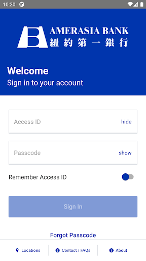 Amerasia Bank Mobile Screen 2