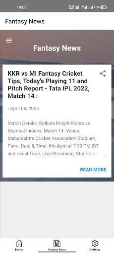 Cricvote Screen 2
