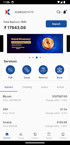 Android application Kairaa Exchange screenshort