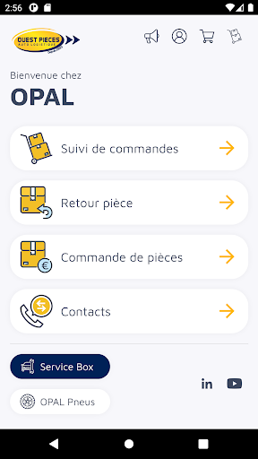 Android application Ouest Pièces Auto Logistique screenshort