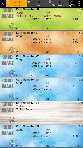 Database for PK Cards Screen 2
