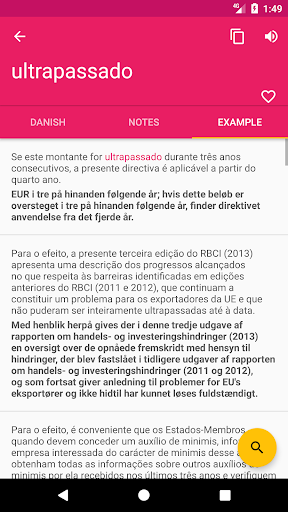 Danish Portuguese Dictionary Screen 3