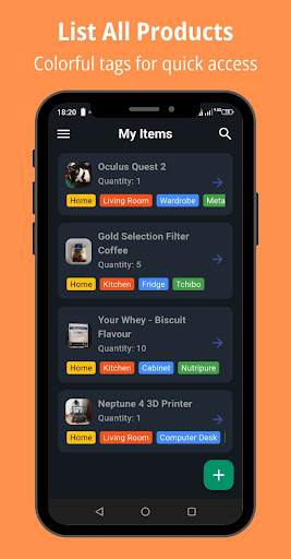 Android application Home/Warehouse Inventory Mgmt screenshort