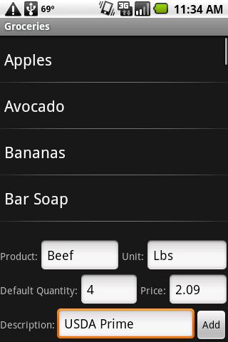 Android application Shopping List Plus screenshort