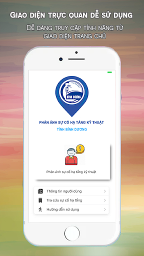 Android application Phản ánh sự cố HTKT Bình Dương screenshort