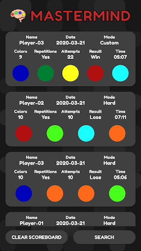 Mastermind Screen 3