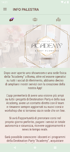 Android application Destination Party Academy screenshort
