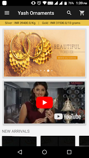 Android application Yash Ornaments screenshort