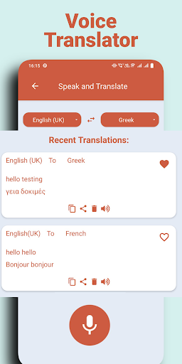 Android application Speak and Translate Language screenshort
