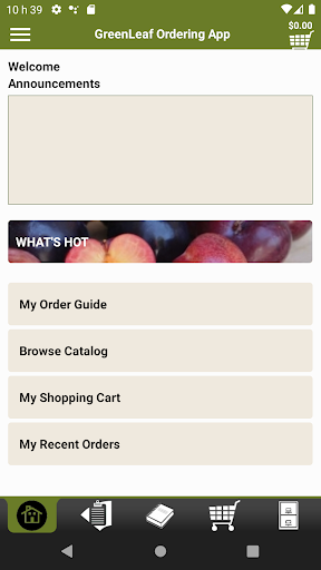Android application GreenLeaf Ordering App screenshort