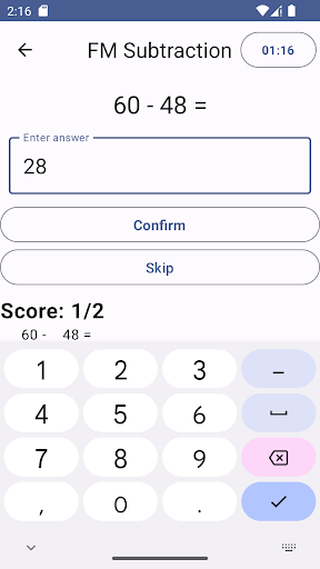Fast Math Subtraction Screen 3