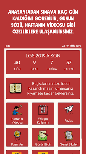 Android application LGS Sayaç ve Widget screenshort
