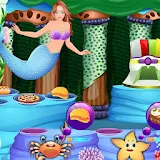 Mermaid underwater world party icon