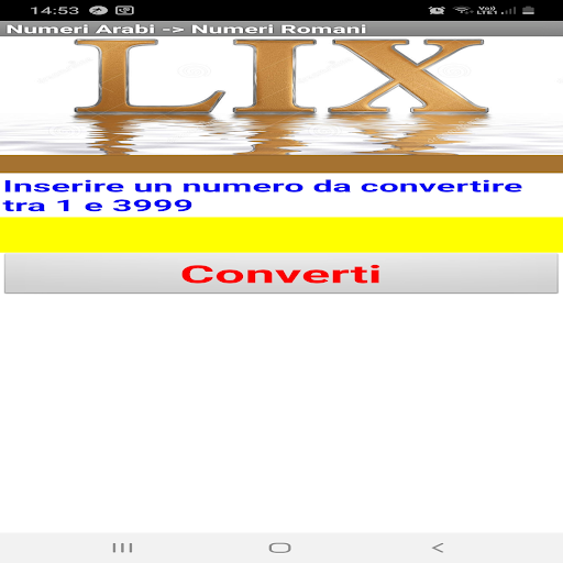Android application Roman numeral converter screenshort