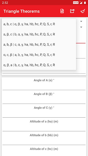 Triangle Calculator Screen 2