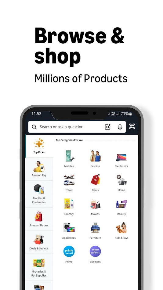 #1. Amazon India Shop, Pay, miniTV (Android) Por: Amazon Mobile LLC