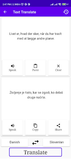 Danish To Slovenian Translator Screen 2