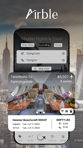 Android application Airble: Charter Flight Booking screenshort