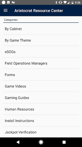 Android application Aristocrat Resource Center screenshort