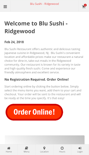 Android application Blu Sushi Ridgewood Ordering screenshort