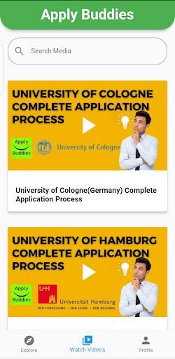 Apply Buddies Study Abroad App Screen 2