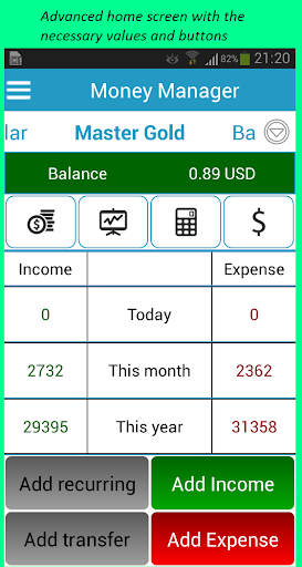 Android application Money Manager screenshort